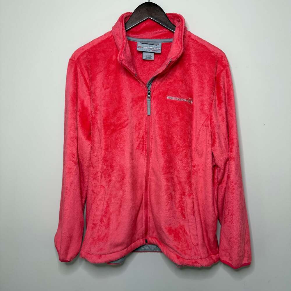 Free Country Pink Fuzzy Plush Full Zip Fleece Jacket 2XL